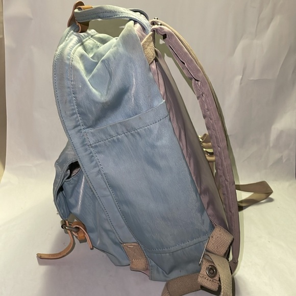 Doughnut Brand 14 inch Backpack, Blue & Purple with Tan Leather Straps - Picture 5 of 16